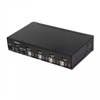 StarTech.com 4-pordiline DisplayPort KVM-lüliti - 4K 60Hz - üks ekraan - kahe pordiga UHD DP 1.2 USB KVM-lüliti integreeritud USB 2.0 jaoturi ja heliga - Dell, HP, Apple, Lenovo - TAA-ga vastavuses