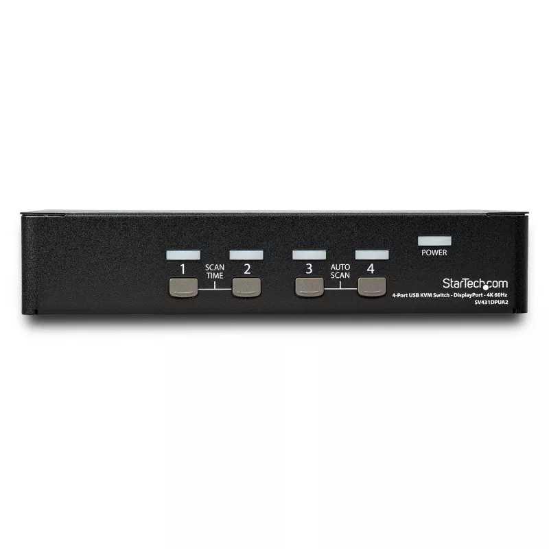 StarTech.com 4-pordiline DisplayPort KVM-lüliti - 4K 60Hz - üks ekraan - kahe pordiga UHD DP 1.2 USB KVM-lüliti integreeritud USB 2.0 jaoturi ja heliga - Dell, HP, Apple, Lenovo - TAA-ga vastavuses
