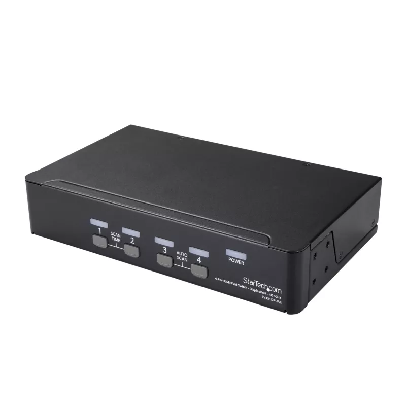 StarTech.com 4-pordiline DisplayPort KVM-lüliti - 4K 60Hz - üks ekraan - kahe pordiga UHD DP 1.2 USB KVM-lüliti integreeritud USB 2.0 jaoturi ja heliga - Dell, HP, Apple, Lenovo - TAA-ga vastavuses