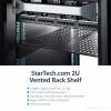 StarTech.com 2U serveririiuli riiul – universaalne ventileeritav 19-tolline seinakinnitusega riiulikonsool – tugevdatud teras – kandevõime 23 kg – 22-tolline sügav riiul, must