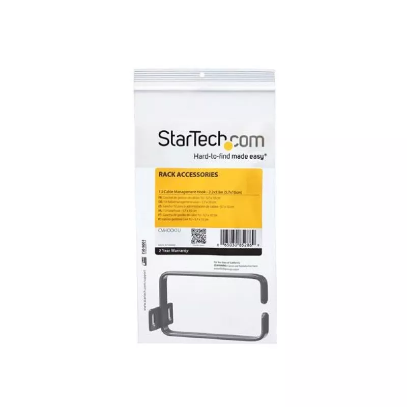 StarTech.com 1U vertikaalne serveririiuli kaablihalduse D-rõnga konks - 2,2 x 3,9 tolli (5,7 x 10 cm)
