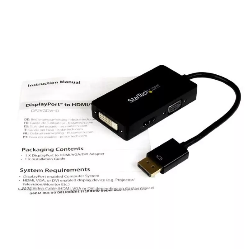 StarTech.com Travel A/V adapter: 3-in-1 DisplayPort-VGA-, DVI- või HDMI-muundur