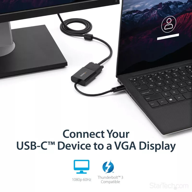 StarTech.com USB-C VGA adapter - must - 1080p - videomuundur MacBook Pro jaoks - USB C VGA kuvaadapter - täiendatud versioon on CDP2VGAEC