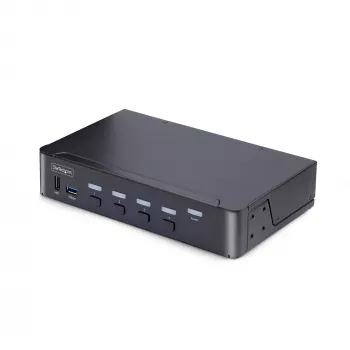 StarTech.com 4-pordiline DisplayPort KVM-lüliti, 8K 60Hz / 4K 144Hz, üks kuvar, DP 1.4, 2x USB 3.0 porti, 4x USB 2.0 HID-porti, nupp- ja kiirklahvivahetus, TAA-vastav – OS-sõltumatu, metallkorpus
