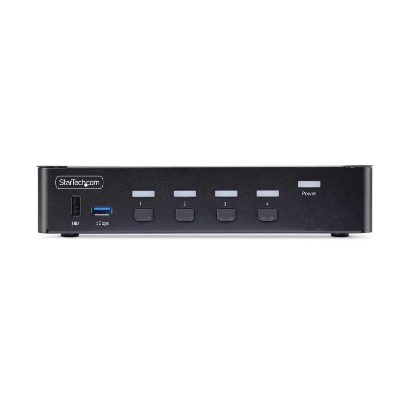 StarTech.com 4-pordiline DisplayPort KVM-lüliti, 8K 60Hz / 4K 144Hz, üks kuvar, DP 1.4, 2x USB 3.0 porti, 4x USB 2.0 HID-porti, nupp- ja kiirklahvivahetus, TAA-vastav – OS-sõltumatu, metallkorpus