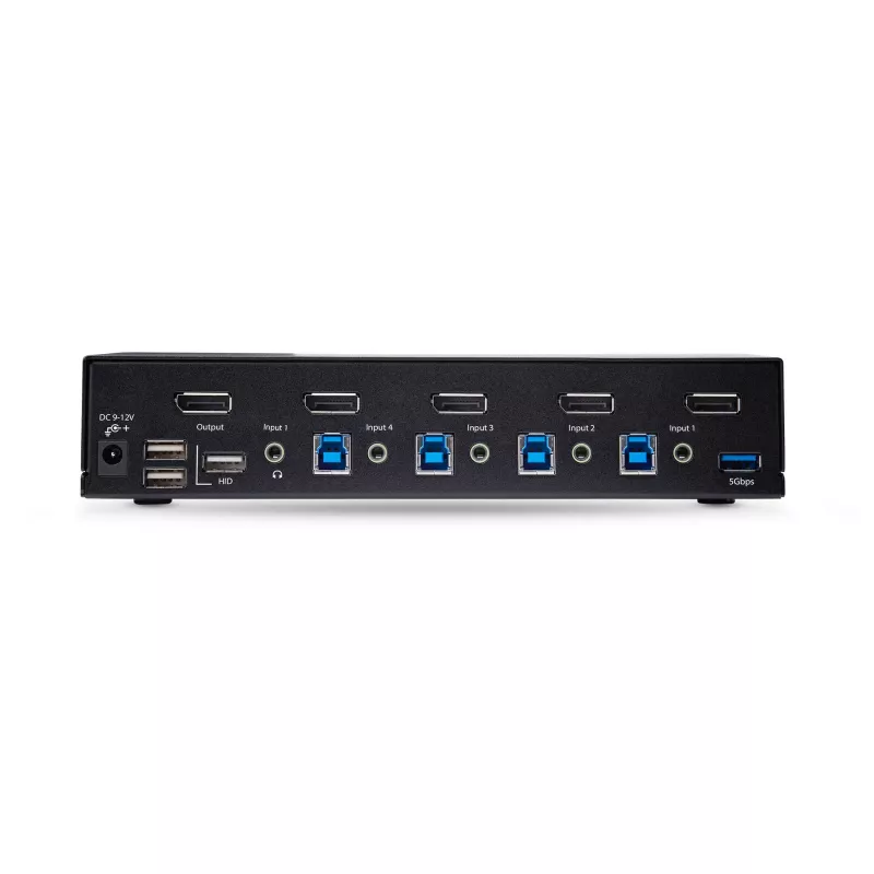 StarTech.com 4-pordiline DisplayPort KVM-lüliti, 8K 60Hz / 4K 144Hz, üks kuvar, DP 1.4, 2x USB 3.0 porti, 4x USB 2.0 HID-porti, nupp- ja kiirklahvivahetus, TAA-vastav – OS-sõltumatu, metallkorpus
