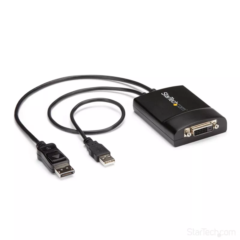 StarTech.com DisplayPort DVI Dual Link aktiivne adapter - DisplayPort DVI-D adapter videomuundur 2560x1600 60 Hz - DP 1.2 DVI monitorile - USB-toide - lukustuv DP-pistik