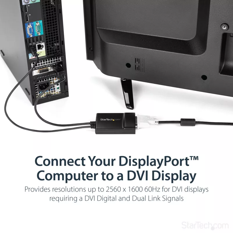 StarTech.com DisplayPort DVI Dual Link aktiivne adapter - DisplayPort DVI-D adapter videomuundur 2560x1600 60 Hz - DP 1.2 DVI monitorile - USB-toide - lukustuv DP-pistik