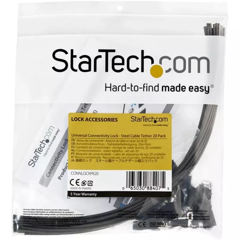 StarTech.com 20-Pack Security kaabel Tethers for Adapters & Dongles - Universal kaabliadapter Tether - Tether kaabel - Adjustable Length Anti-Theft kaabel Tether Lock Kit - Steel