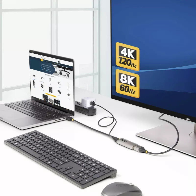 StarTech.com 0,3m HDMI–DisplayPort adapterkaabel, 8K 60Hz, aktiivne HDMI 2.1 to DP 1.4 videomuundur, toide USB kaudu, kaabel kaasas