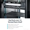 StarTech.com 1U serveririiuli riiul – universaalne ventileeritav riiulikinnituse konsoolalus 19-tollise võrguseadmete riiuli ja kapi jaoks – vastupidav teras – kandevõime 44 naela/20 kg – 10-tolline sügav riiul, must