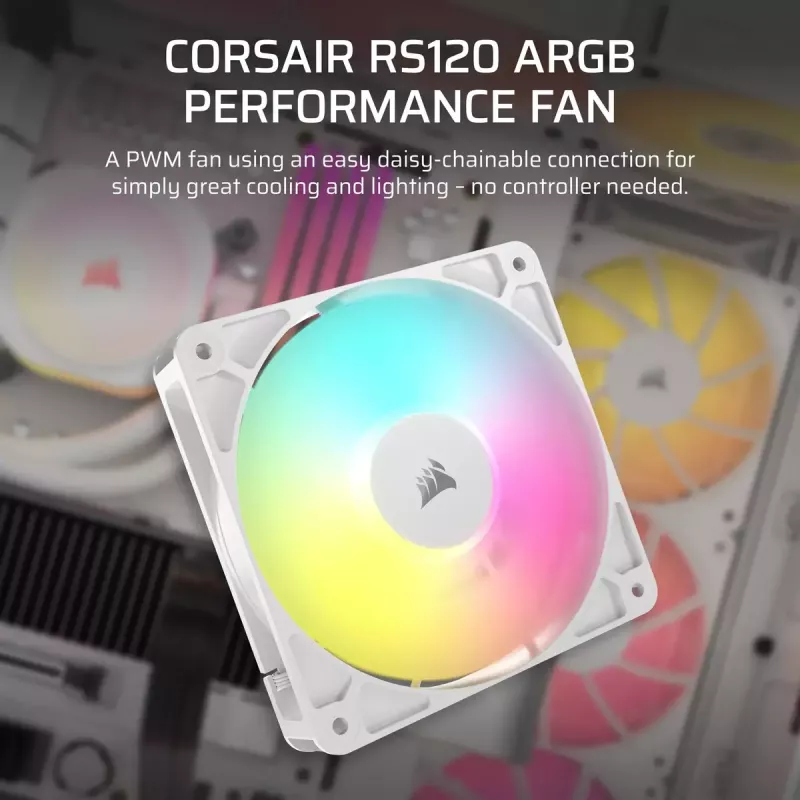 Ventilaator Corsair RS120 ARGB 12 cm Valge 420-2100 RPM