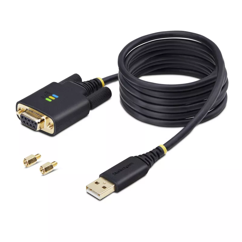 StarTech.com 6,6 jala (2 m) USB-nullmodemi jadaadapteri kaabel, COM-i säilitus, FTDI, USB-A – DB9 RS232, vahetatavad DB9 kruvid/mutrid, Windows/macOS/Linux