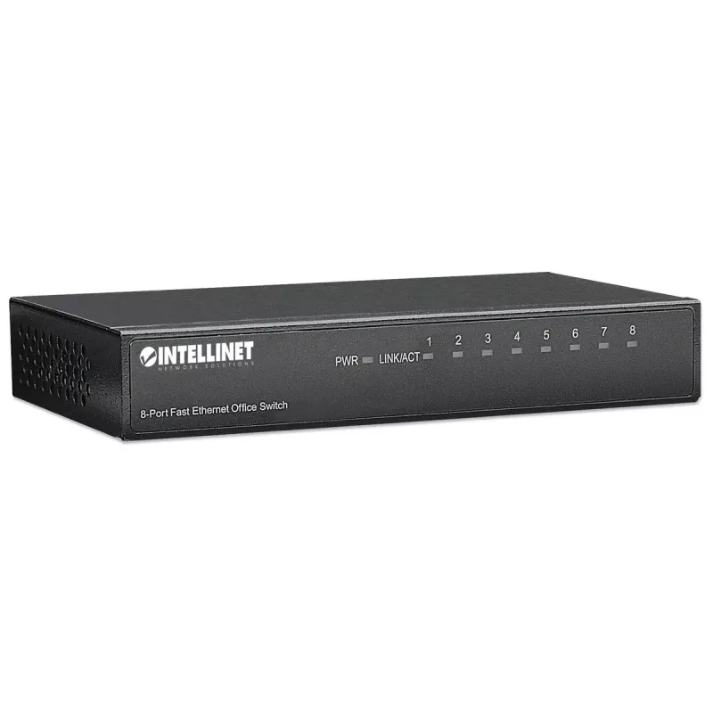 Intellinet 8-pordine kiire Etherneti kontorikommutaator, lauaarvuti suurus, metallist, IEEE 802.3az (energiasäästlik Ethernet), karp