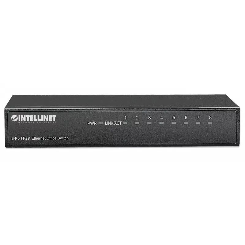 Intellinet 8-pordine kiire Etherneti kontorikommutaator, lauaarvuti suurus, metallist, IEEE 802.3az (energiasäästlik Ethernet), karp