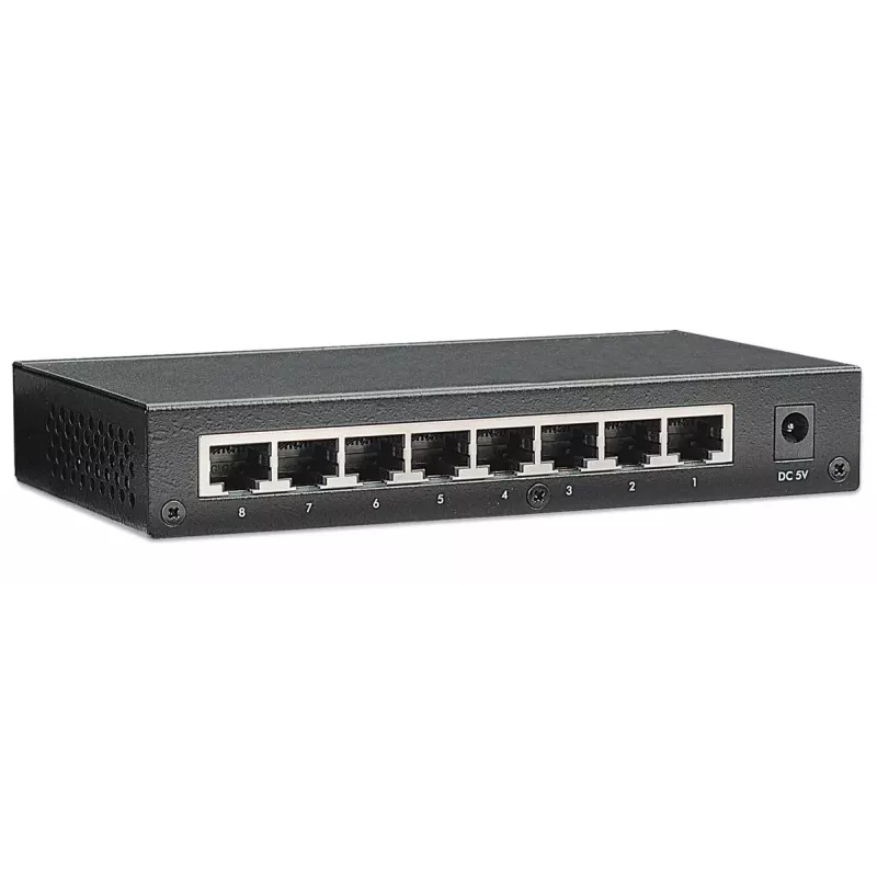 Intellinet 8-pordine kiire Etherneti kontorikommutaator, lauaarvuti suurus, metallist, IEEE 802.3az (energiasäästlik Ethernet), karp