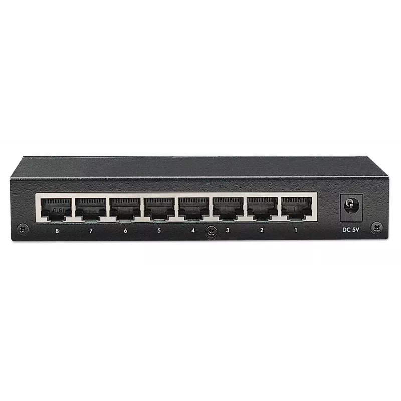 Intellinet 8-pordine kiire Etherneti kontorikommutaator, lauaarvuti suurus, metallist, IEEE 802.3az (energiasäästlik Ethernet), karp