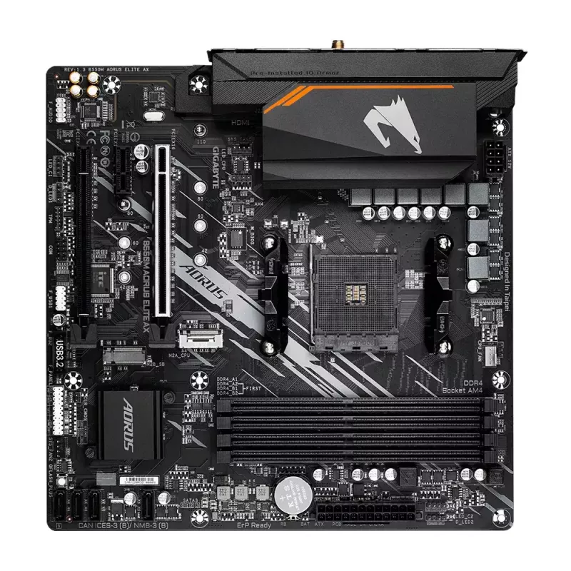 Emaplaat GIGABYTE B550M AORUS ELITE AX, AMD B550, Socket AM4, Micro ATX