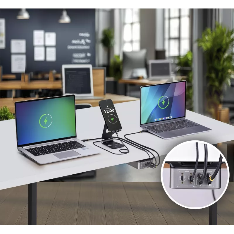 StarTech.com 4-pordiline mitme seadme USB-C laadija, 240 W kokku, üksik port 140 W EPR, PD 3.1, kruvilukustuvad pordid, nõupidamisruumid, kronstein pinnale paigaldamiseks kaasas