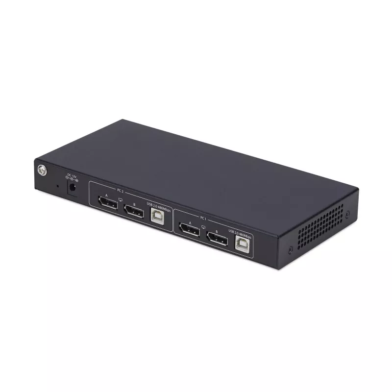 StarTech.com 2-pordiline kahe monitoriga DisplayPort KVM-lüliti kahe vaate videomaatriksiga, 4K 60Hz, 4x USB-jaoturipordid, kiirklahviga ümberlülitus, DP 1.2 maatriks-KVM, TAA-le vastav