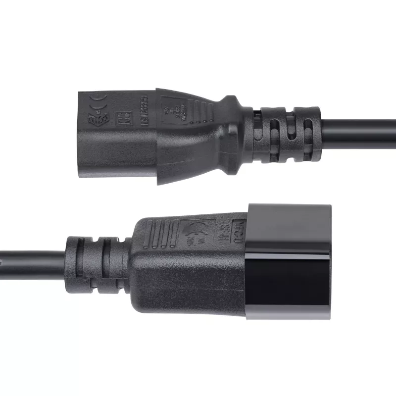 StarTech.com 4,5m (15ft) pikendusjuhe, C14-C13 PDU toitejuhe, 15A 250V, 14AWG, vahelduvvoolu toitekaabel PDU/toiteploki jaoks, KEMA-KEUR sertifitseeritud