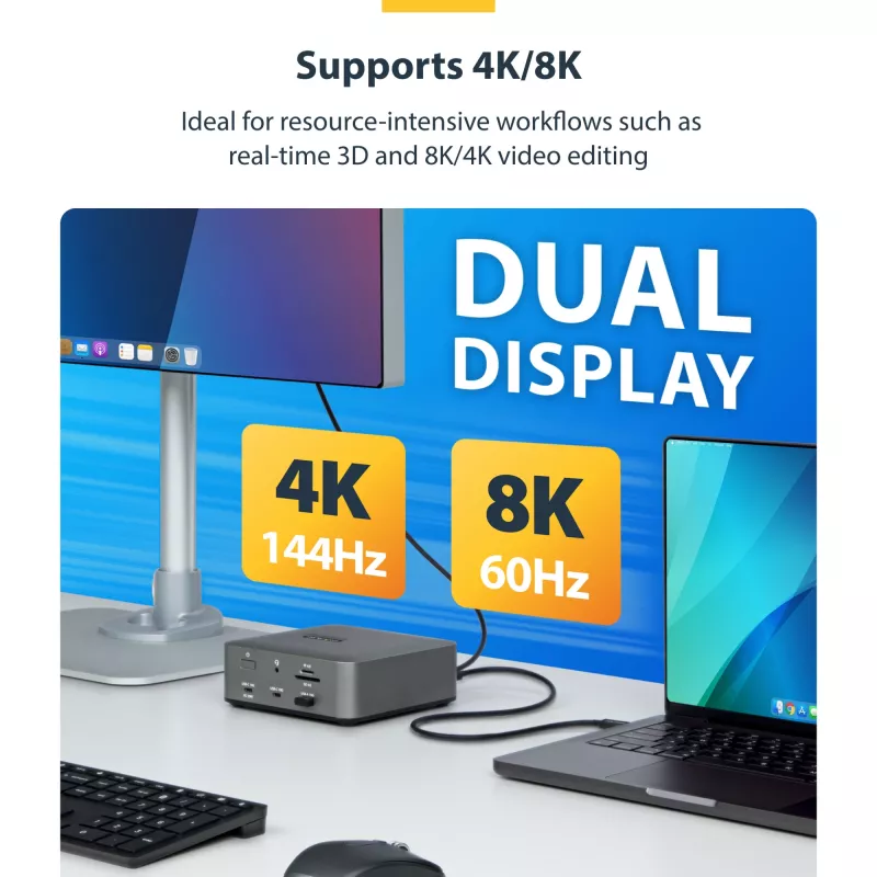 StarTech.com 2.6 jala (80 cm) Thunderbolt 5 kaabel, 80 Gbps/kuni 120 Gbps, 240 W PD, 8K 60 Hz, sertifitseeritud Thunderbolti kaabel – ühildub Thunderbolt 4/USB4/USB-C-ga