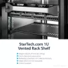 StarTech.com 1U serveririiuli riiul - universaalne ventileeritav riiulile paigaldatav konsoolsalv 19-tollise võrguseadmete riiuli ja kapi jaoks - töökindlast terasest – kandevõime 44 naela / 20 kg - 16 tolli sügav riiul, must