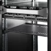 StarTech.com 1U serveririiuli riiul - universaalne ventileeritav riiulile paigaldatav konsoolsalv 19-tollise võrguseadmete riiuli ja kapi jaoks - töökindlast terasest – kandevõime 44 naela / 20 kg - 16 tolli sügav riiul, must