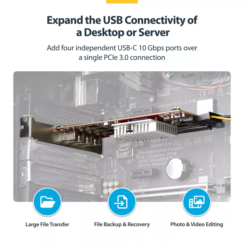 StarTech.com 4-pordiline USB USB-C PCIe-kaart, USB 3.2 10 Gbps, USB-C PCI Express-laienduskaart, 4 sõltumatut USB-kontrollerit, Windows/Linux/macOS, TAA-ühilduv