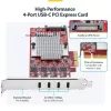 StarTech.com 4-pordiline USB USB-C PCIe-kaart, USB 3.2 10 Gbps, USB-C PCI Express-laienduskaart, 4 sõltumatut USB-kontrollerit, Windows/Linux/macOS, TAA-ühilduv