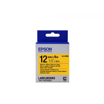 Epson Label Cartridge Strong Adhesive LK-4YBW Must/kollane 12mm (9m)