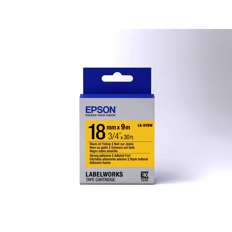 Epson sildikassett tugeva liimiga LK-5YBW must/kollane 18mm (9m)