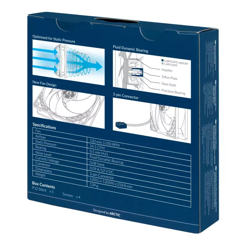 ARCTIC P12 Silent – rõhuoptimeeritud eriti vaikne 120 mm ventilaator