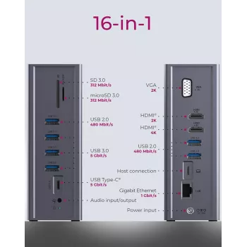 ICY BOX IB-DK2262AC Juhtmega USB 3.2 Gen 1 (3.1 Gen 1) USB-C antratsiit