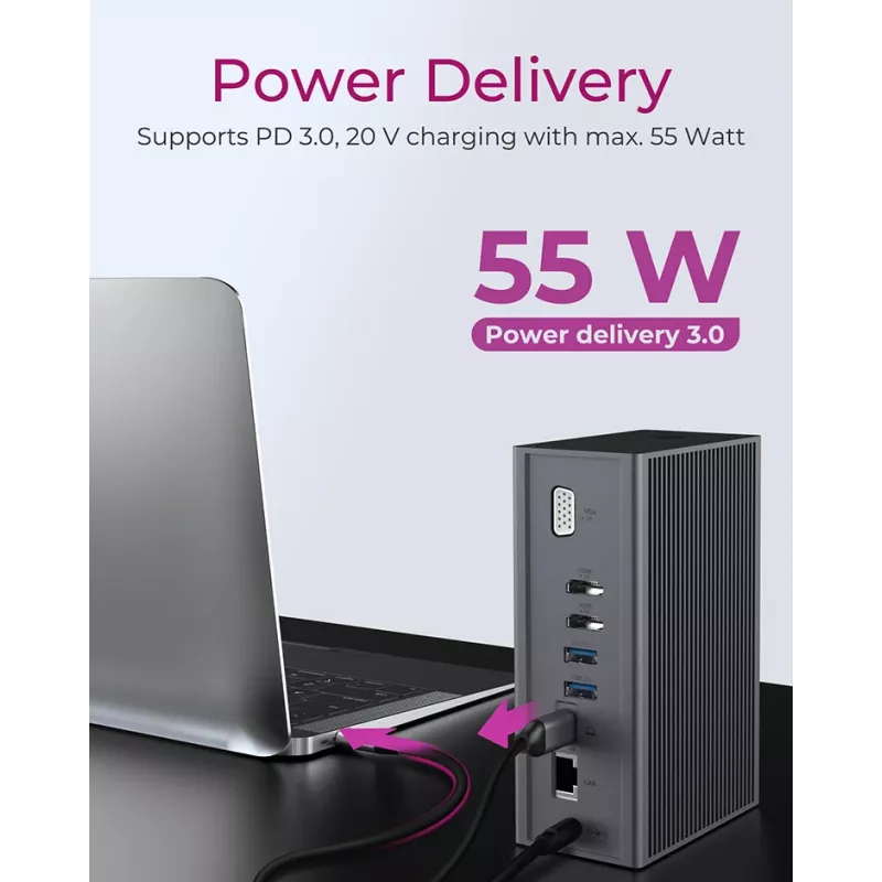 ICY BOX IB-DK2262AC Juhtmega USB 3.2 Gen 1 (3.1 Gen 1) USB-C antratsiit