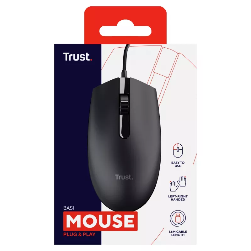 Trust Basi hiir Kontor Mõlemakäeline USB Type-A Optiline 1200 DPI