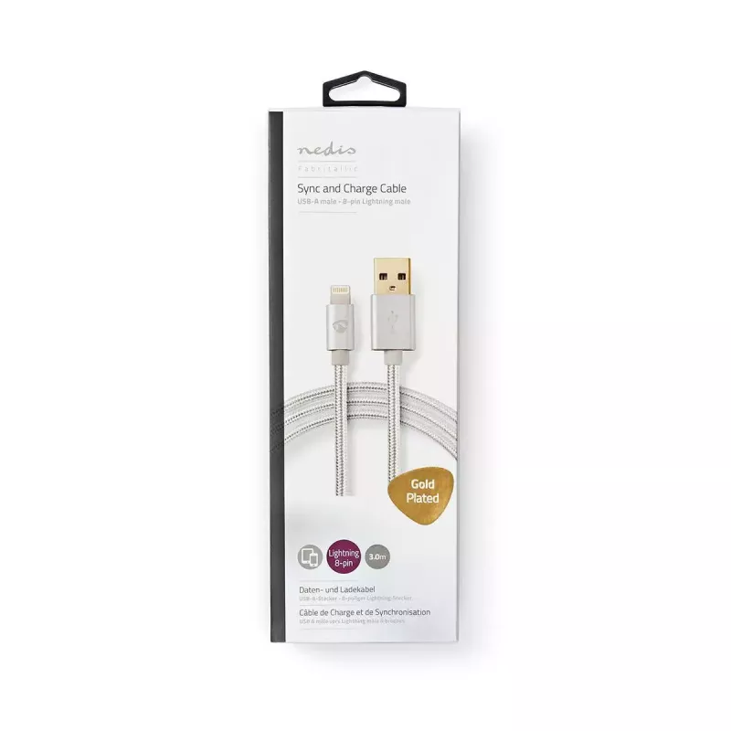Mobiiltelefoni kaabel Nedis CCTB39300AL30 Alumiinium 3 m USB A Lightning