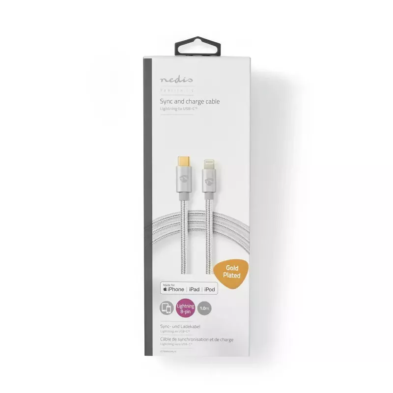 Lightning-kaabel Nedis CCTB39650AL20 2m USB C Alumiinium