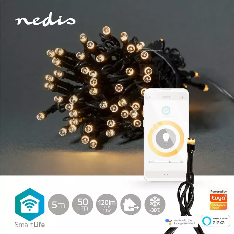 Dekoratiivne valguskett Nedis WIFILX01W50 — 50 LED-pirni, 1,81 W, USB, IP65, 5 m kaabel