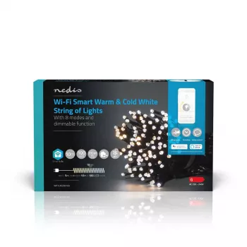 Valguskett Nedis WIFILX02W100 — 100 LED-i, 3,21 W, 10 m kaabel, IP65, valge