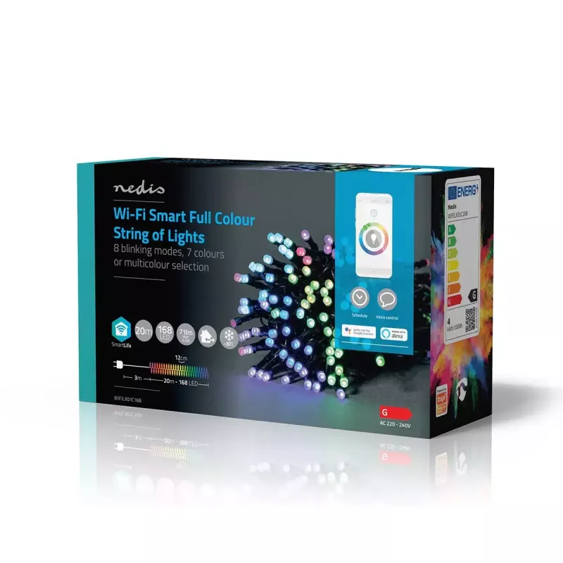 Valgusdekoreerimiskett Nedis WIFILX01C168 — 168 LED SMD-moodulit, 5,35 W, 20 m kaabel, IP65