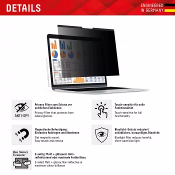 Displex PRIVACY SAFE magnetiline 2-suunaline privaatsusfilter sülearvutile/ sülearvutile 14'' (16:9)