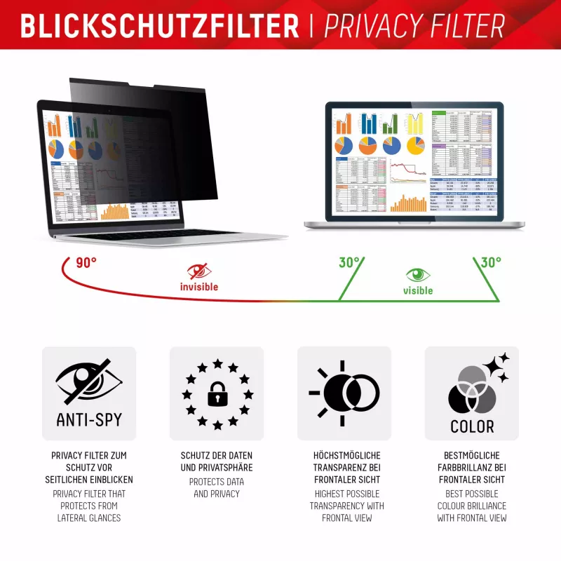 Displex PRIVACY SAFE magnetiline 2-suunaline privaatsusfilter MacBook Air/ MacBook Pro 13,3'' jaoks
