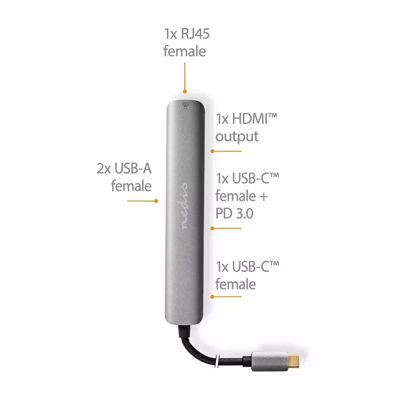 Sülearvuti dokk Nedis CCBW64230AT02 USB 3.2 Gen 1 USB-C 4K Ultra HD