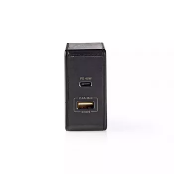 Mobiilseadme laadija Nedis WCPD45W100BK Universal Must USB Sisetingimustes