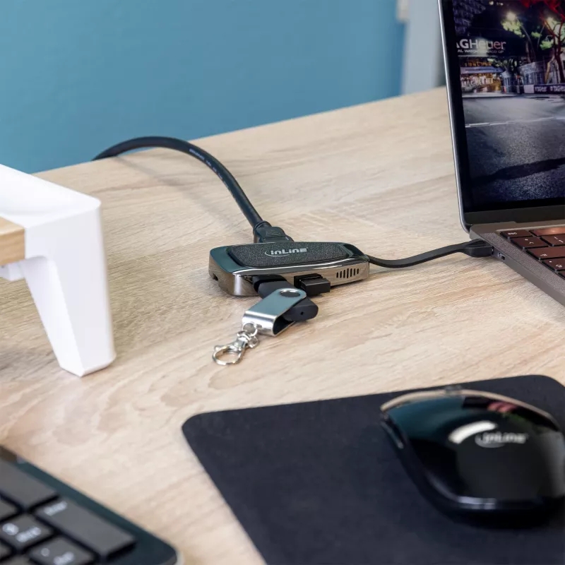 USB-jaotur InLine USB 3.2 Gen 2 Multi Hub (2xUSB-A + 1xHDMI + 1xUSB-C)