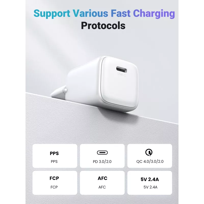 Siselaadija Ugreen 15324 Universaalne Valge AC 1 USB USB-C Port