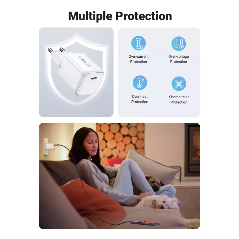 Siselaadija Ugreen 15324 Universaalne Valge AC 1 USB USB-C Port