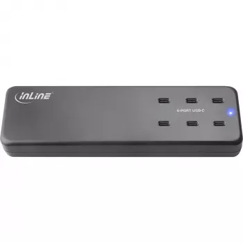 InLine mitme pordiga toiteplokk, laadija, 6x USB-C, PD 3.0, GaN, must