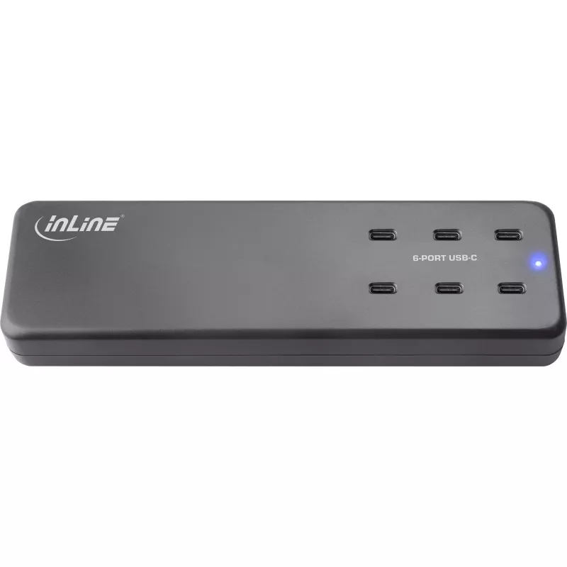 InLine mitme pordiga toiteplokk, laadija, 6x USB-C, PD 3.0, GaN, must